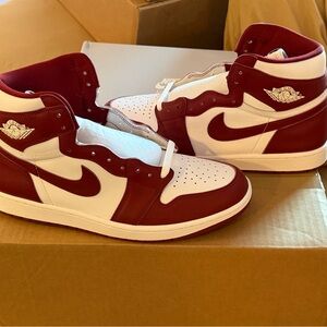 Jordan Red and White High-Top Sneakers